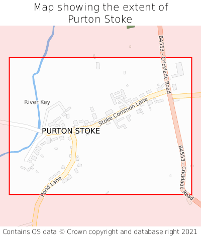 Map showing extent of Purton Stoke as bounding box