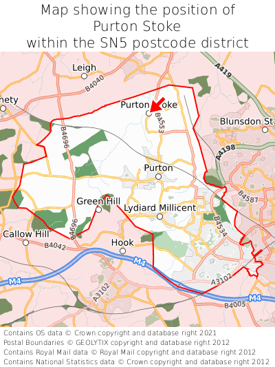 Map showing location of Purton Stoke within SN5