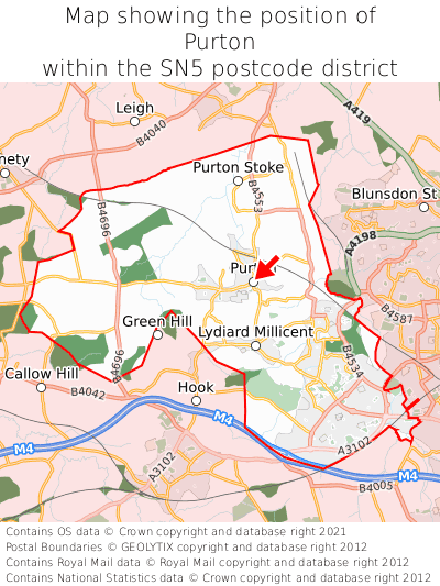 Map showing location of Purton within SN5