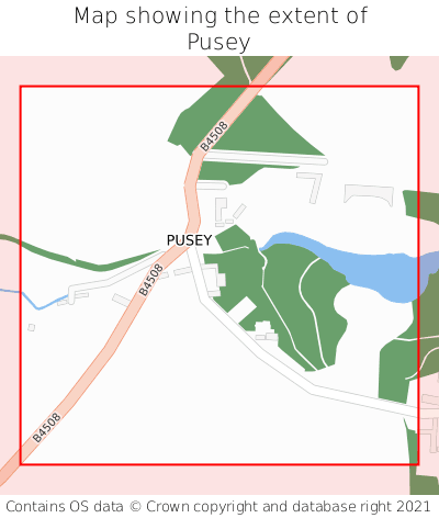 Map showing extent of Pusey as bounding box