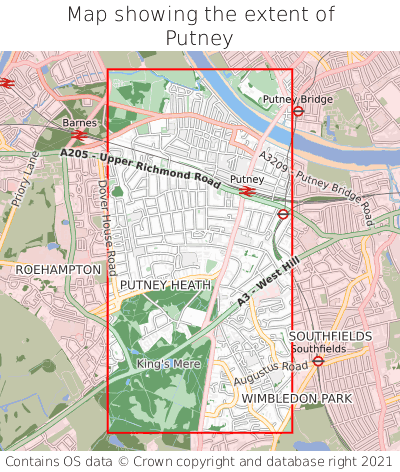 Map showing extent of Putney as bounding box