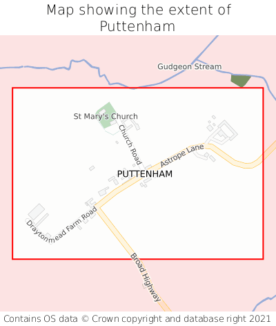Map showing extent of Puttenham as bounding box