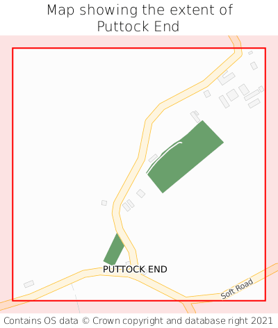 Map showing extent of Puttock End as bounding box