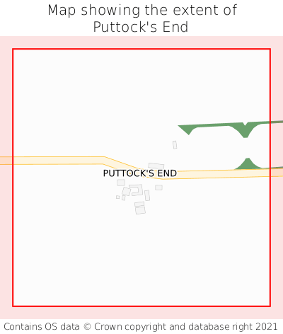 Map showing extent of Puttock's End as bounding box