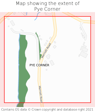Map showing extent of Pye Corner as bounding box