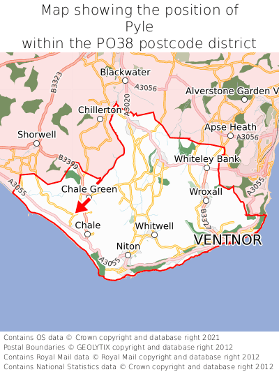 Map showing location of Pyle within PO38