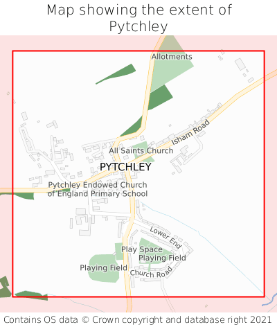 Map showing extent of Pytchley as bounding box
