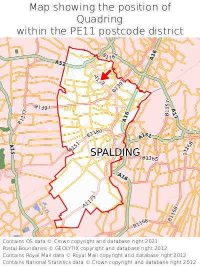 Map showing location of Quadring within PE11