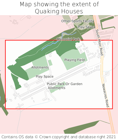 Map showing extent of Quaking Houses as bounding box