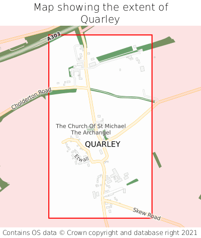 Map showing extent of Quarley as bounding box