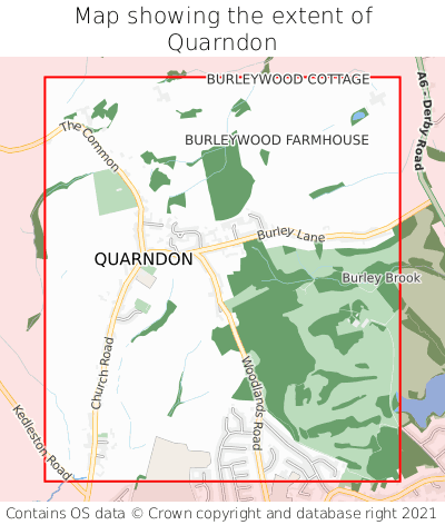 Map showing extent of Quarndon as bounding box