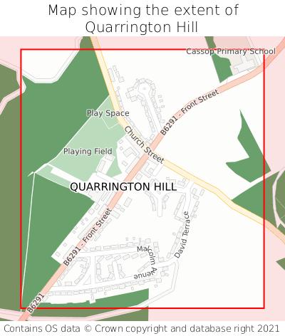 Map showing extent of Quarrington Hill as bounding box