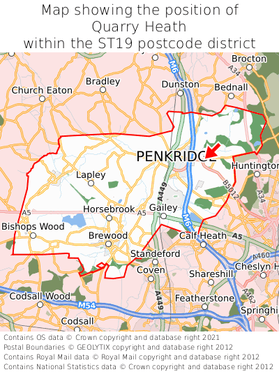 Map showing location of Quarry Heath within ST19