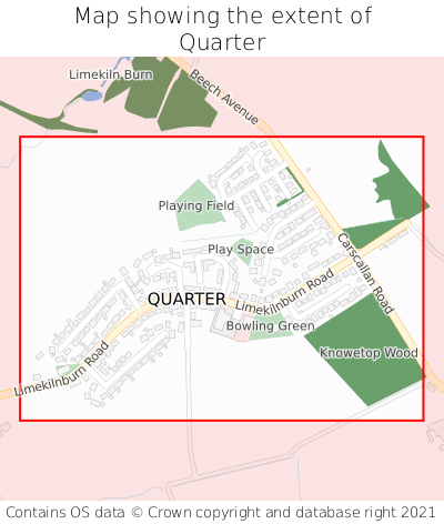 Map showing extent of Quarter as bounding box