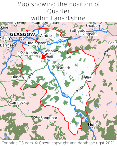 Map showing location of Quarter within Lanarkshire