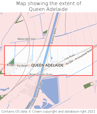Map showing extent of Queen Adelaide as bounding box