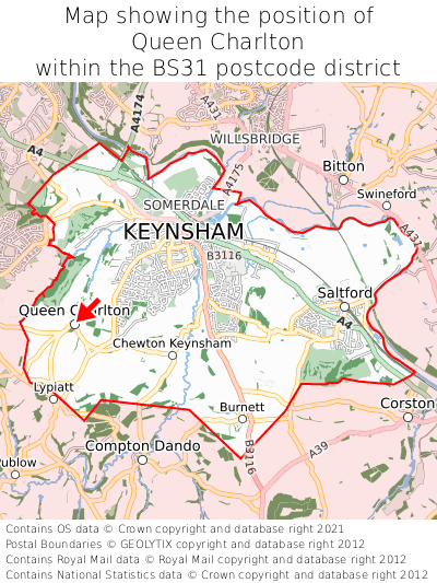 Map showing location of Queen Charlton within BS31