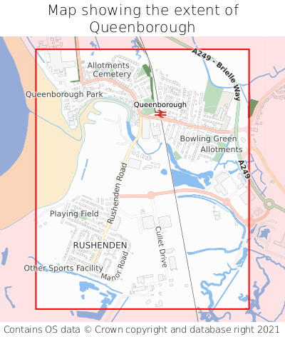 Map showing extent of Queenborough as bounding box