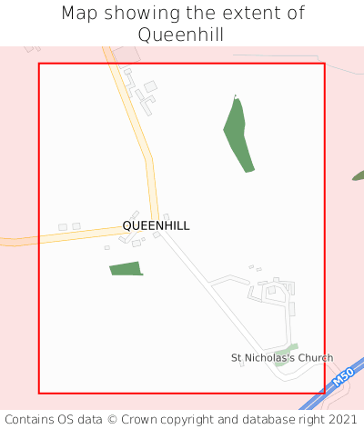 Map showing extent of Queenhill as bounding box