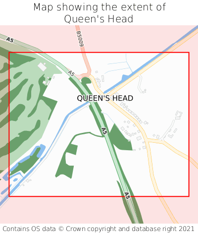 Map showing extent of Queen's Head as bounding box