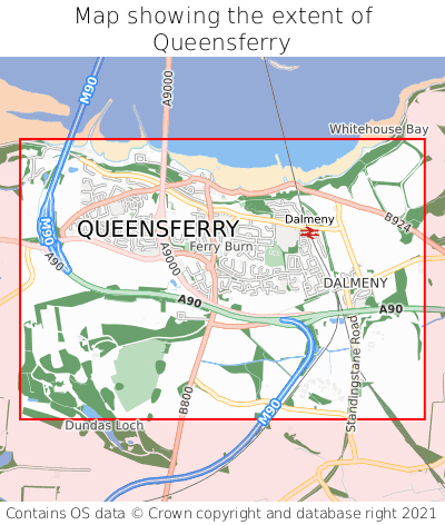 Map showing extent of Queensferry as bounding box