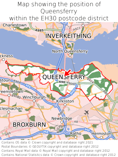 Map showing location of Queensferry within EH30