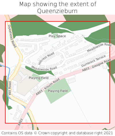 Map showing extent of Queenzieburn as bounding box