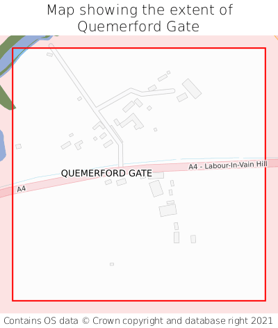 Map showing extent of Quemerford Gate as bounding box