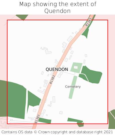 Map showing extent of Quendon as bounding box