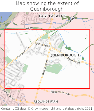 Map showing extent of Queniborough as bounding box