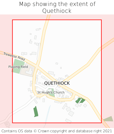 Map showing extent of Quethiock as bounding box