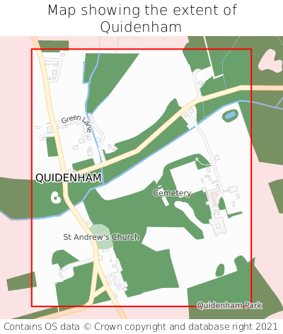 Map showing extent of Quidenham as bounding box