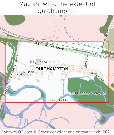 Map showing extent of Quidhampton as bounding box