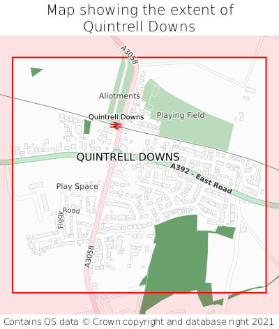 Map showing extent of Quintrell Downs as bounding box
