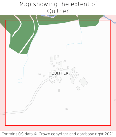Map showing extent of Quither as bounding box