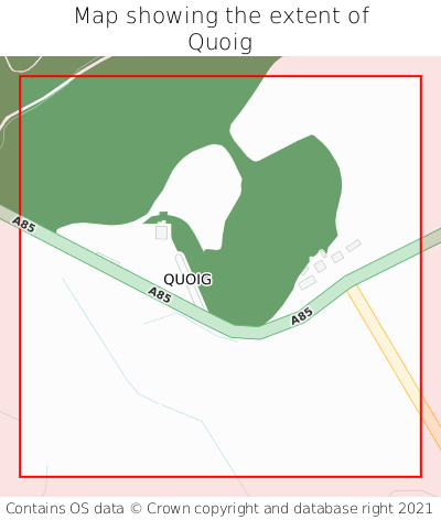 Map showing extent of Quoig as bounding box