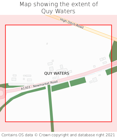 Map showing extent of Quy Waters as bounding box