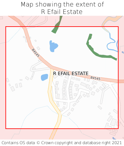 Map showing extent of R Efail Estate as bounding box