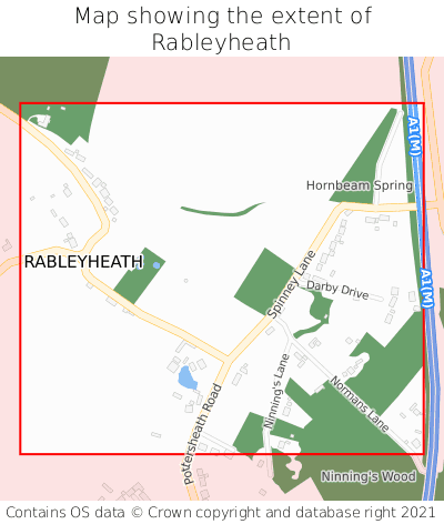 Map showing extent of Rableyheath as bounding box