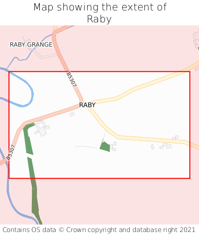 Map showing extent of Raby as bounding box