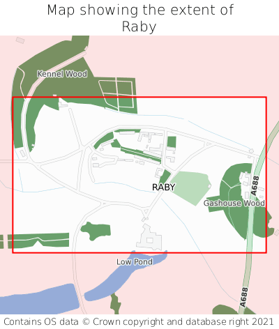 Map showing extent of Raby as bounding box