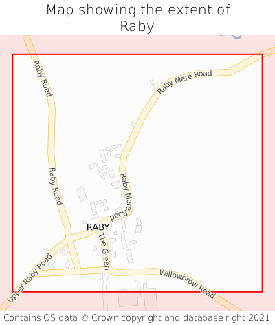 Map showing extent of Raby as bounding box