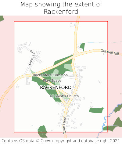 Map showing extent of Rackenford as bounding box