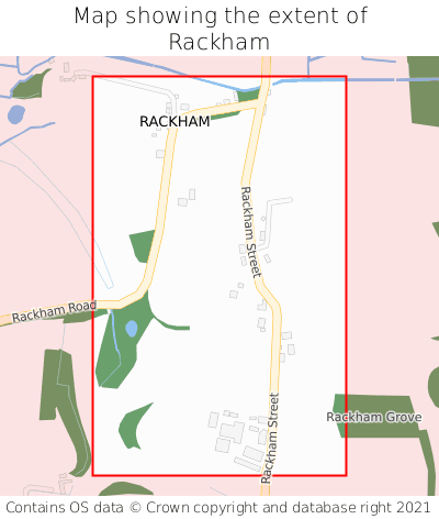 Map showing extent of Rackham as bounding box
