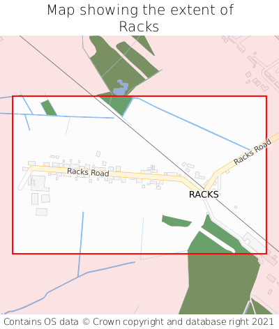 Map showing extent of Racks as bounding box