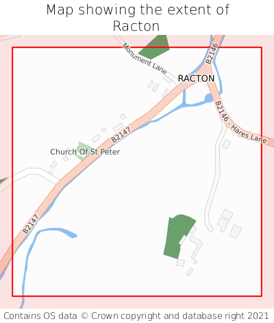 Map showing extent of Racton as bounding box