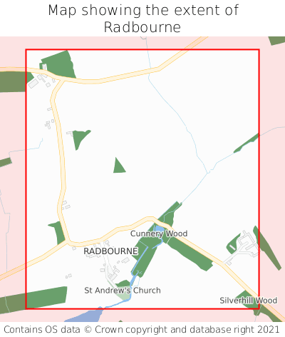 Map showing extent of Radbourne as bounding box