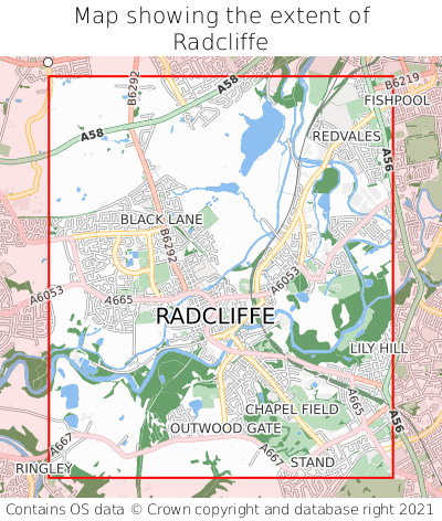 Map showing extent of Radcliffe as bounding box