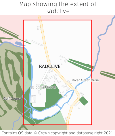 Map showing extent of Radclive as bounding box