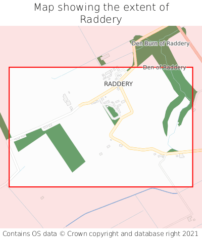 Map showing extent of Raddery as bounding box